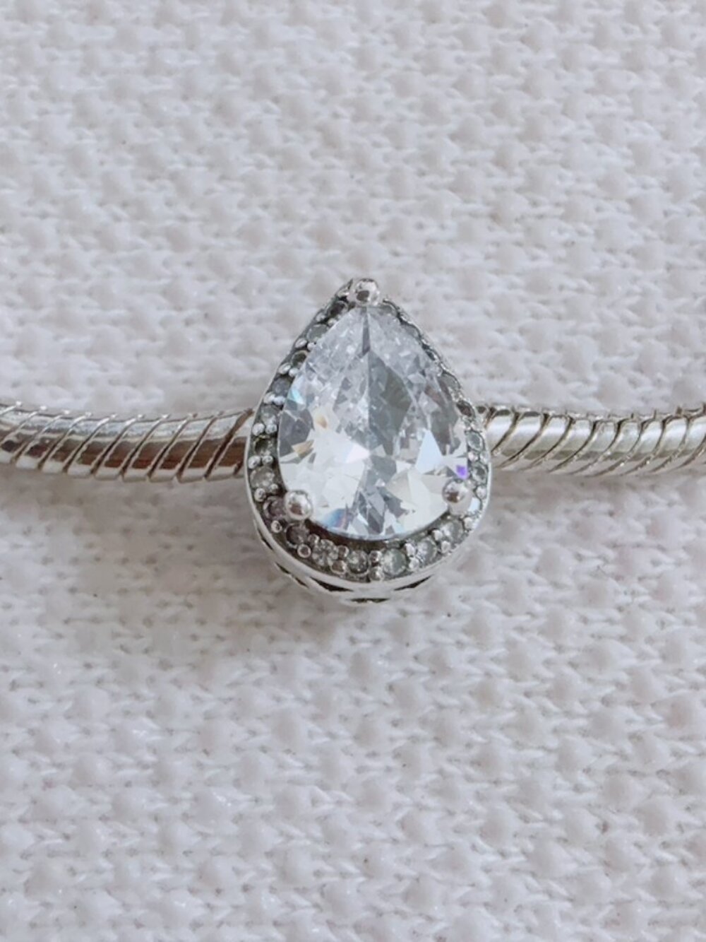 Radiant Teardrop Silver Charm For Pandora Bracelet Necklace